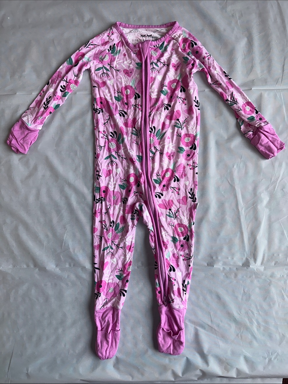 Little Sleepies Pink Floral Footed One-Piece Pajamas